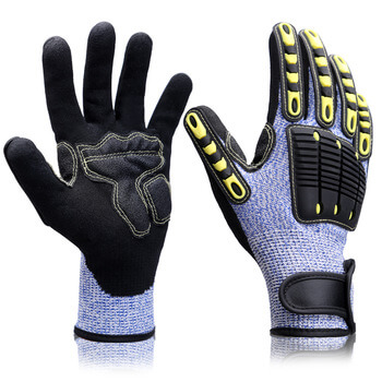 Superior Vibrastop goatskin & nylon half-finger gloves.