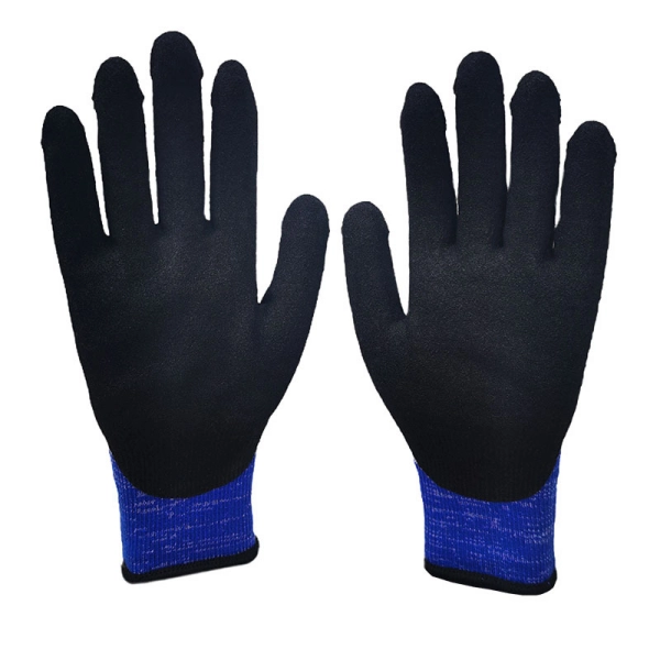 10G Acrylic Napped Double Liner Nitrile Sandy Coated Winter Gloves-palm