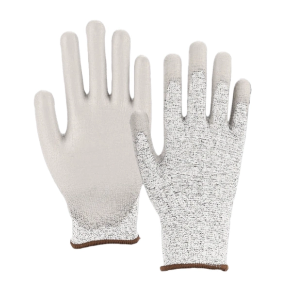 18-Gauge A5 Cut-Resistant PU-Coated Work Gloves (PU108)-gray