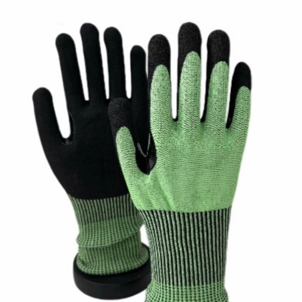 A6 Cut-Resistant Gloves - 13 Gauge Nitrile Sandy Coating, Extended Cuff-Display