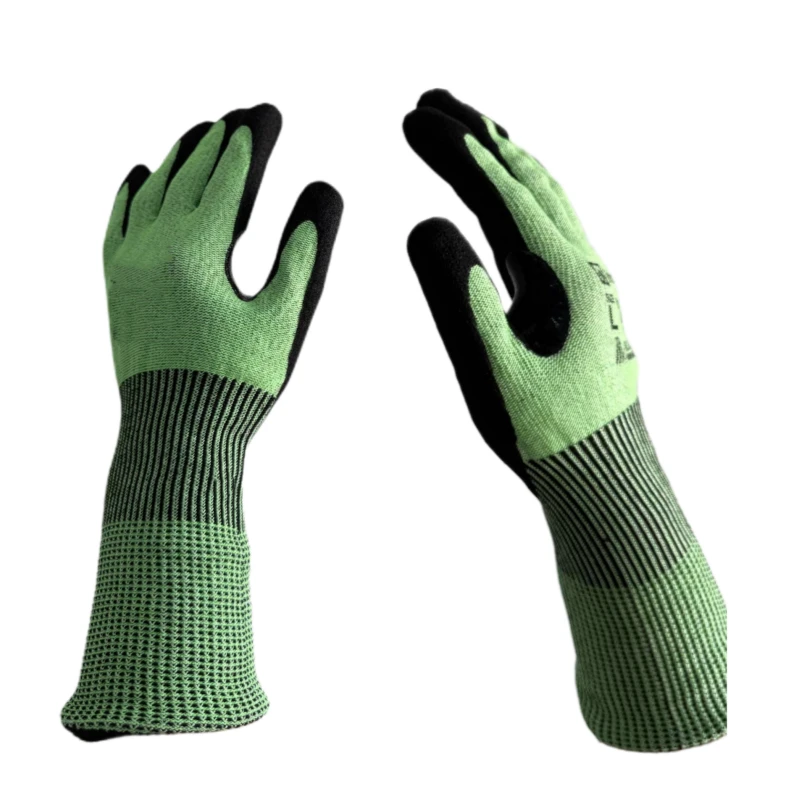 A6 Cut-Resistant Gloves - 13 Gauge Nitrile Sandy Coating, Extended Cuff