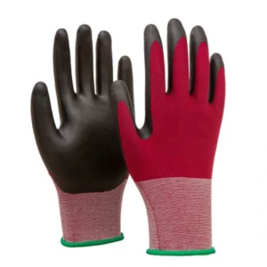 Foam Nitrile Coated Gloves 21G Nylon Spandex Ultra Thin Grip-red