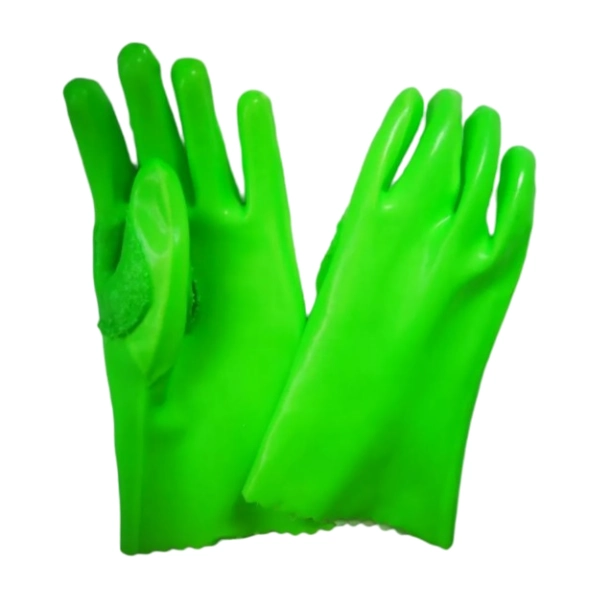 PVC-coated Chemical-Resistant Gloves for Oil, Acid, and Alkali green