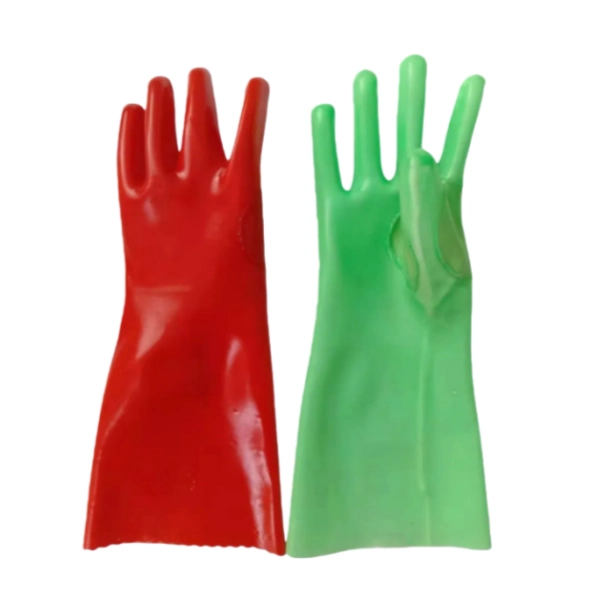 PVC-coated Chemical-Resistant Gloves for Oil, Acid, and Alkali(PVC109)-red or green