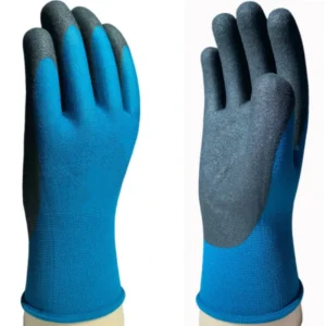 Ultra-Thin Work Gloves With Sandy Nitrile Grip -18 Gauge Nylon Spandex Liner-blue