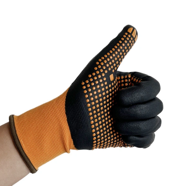 15 Gauge Spandex Nylon Half Nitrile Coated Work Gloves with Micro Foam Dotted Grip(PT-N1801)-Premium Materials
