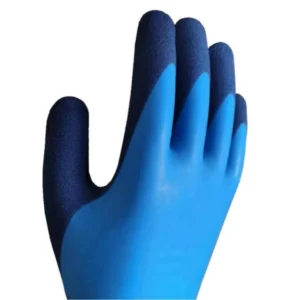 Blue Double Latex Coated Waterproof work Gloves-back