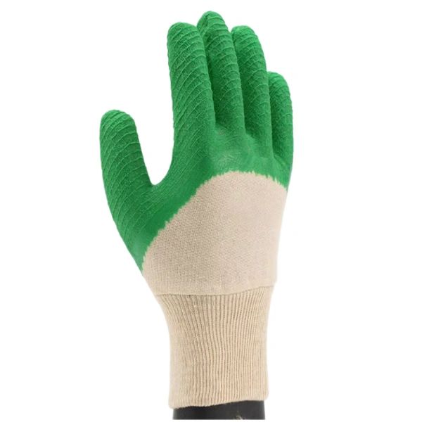 Cotton Interlock Rough Crinkle Latex Coated Gloves