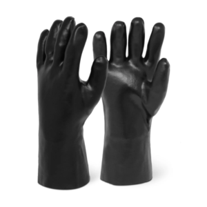 Fleece-Lined Smooth Finish Black PVC Gloves (PVC118)