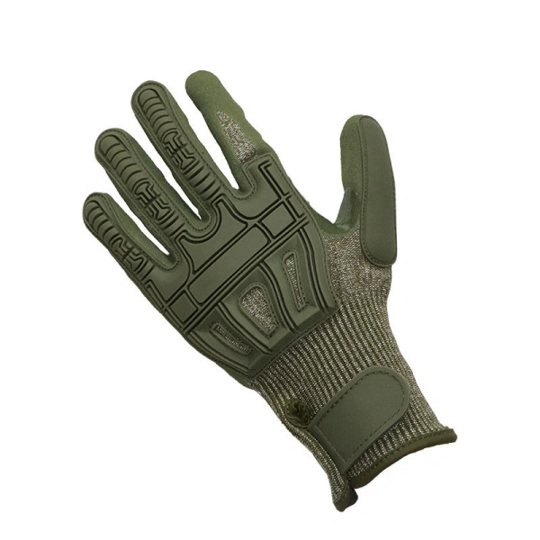 Green TPR Impact Gloves with Level 5 Cut Resistance back