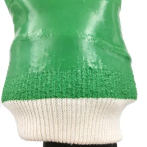 Oil-Resistant Waterproof PVC Dipped Gloves with Thermal Lining-elastic ribbed knit wrist