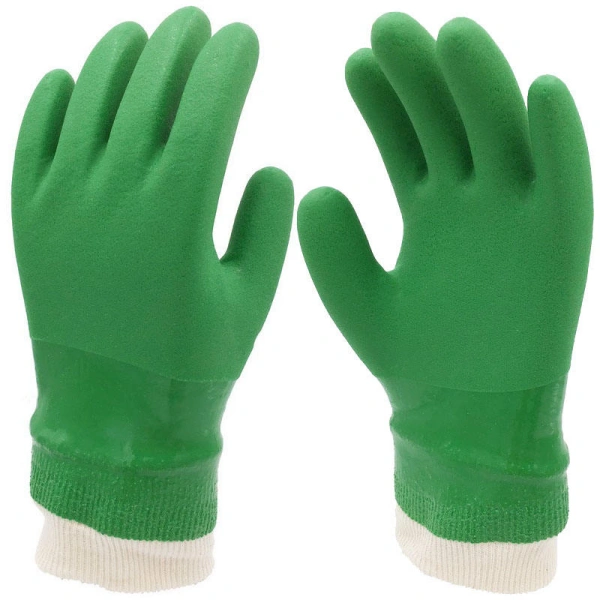 Oil-Resistant Waterproof PVC Dipped Gloves with Thermal Lining(PVC113)