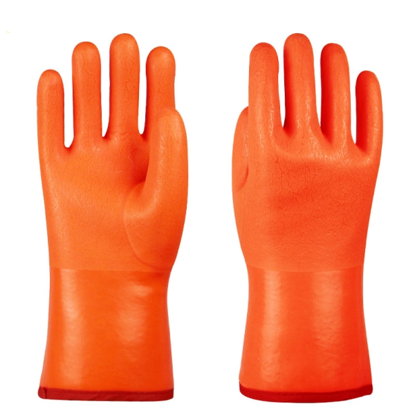 Waterproof Insulated Orange PVC Gloves