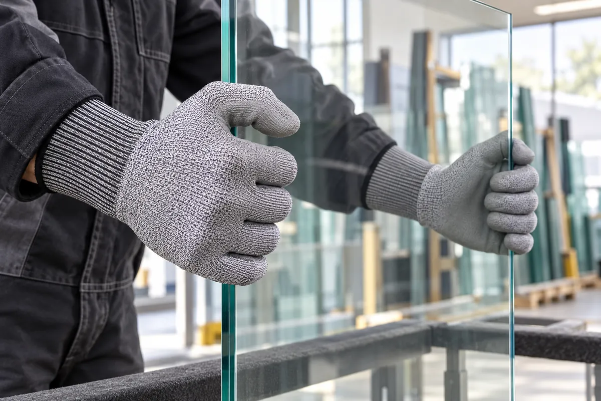 13-Gauge ANSI A5 Cut-Resistant PU-Coated Work Gloves (CUT-502)a5-pu-glass-handling