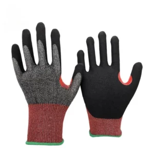 13G HPPE & Steel Fiber Sandy Nitrile Cut Resistant Gloves