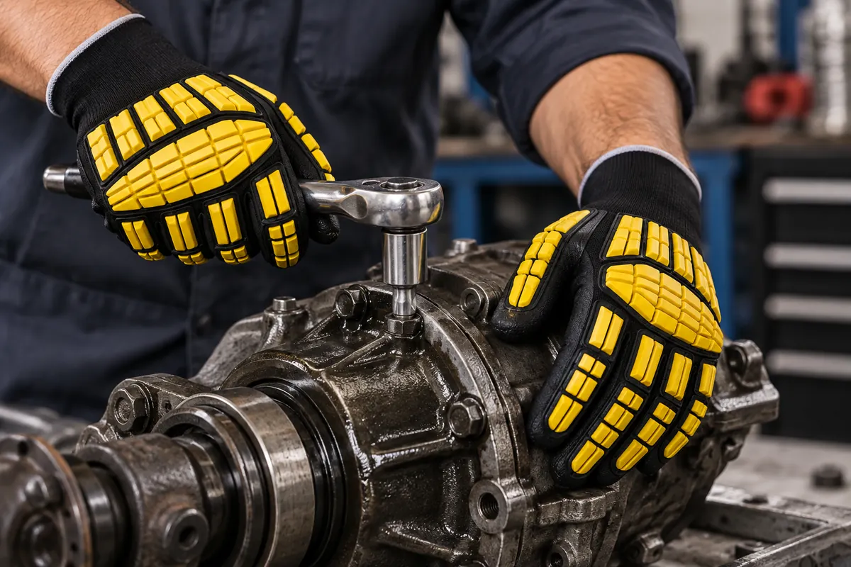 15-Gauge TPR Impact-Reducing Sandy Nitrile-Coated Gloves-tpr102-mechanic-oily-parts-handling