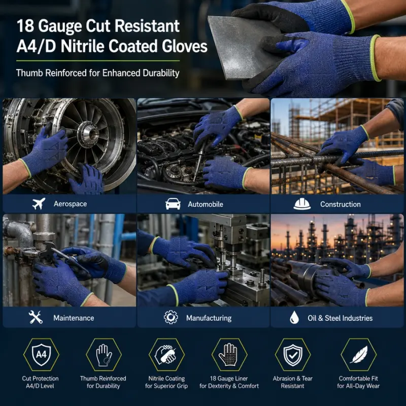 18G Sandy Nitrile ANSI A4 Cut-Resistant Touchscreen Gloves-use case