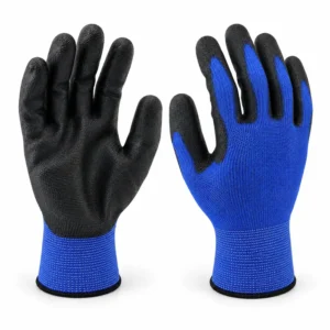 Blue and black polyurethane palm coated work gloves PU201-main