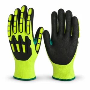 High-Visibility ANSI A5 Sandy Nitrile Cut-Resistant Injected TPR Impact work Gloves (TPR-202)
