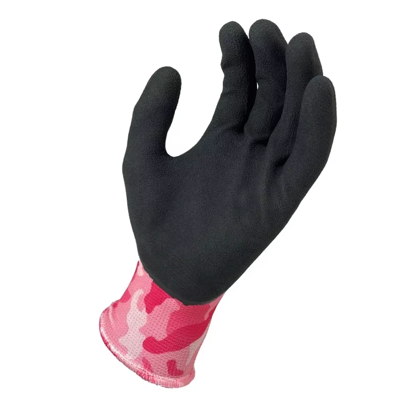 PT-L1601 latex gardening gloves-pink-pattern