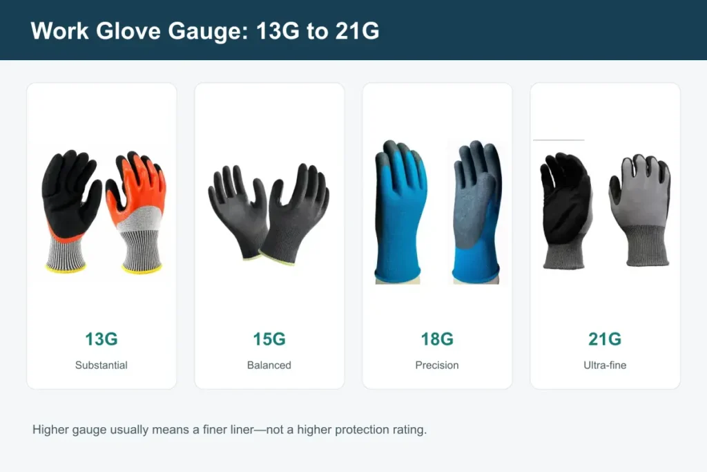 Everpro 13 gauge 15 gauge 18 gauge and 21 gauge work gloves compared