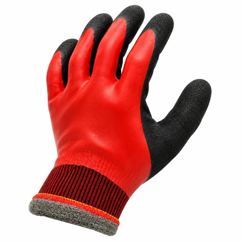 Waterproof Winter Work Gloves-red-black-latex-coating-detail