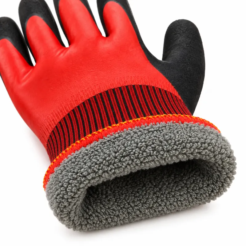 Waterproof Winter Work Gloves-red-black-terry-acrylic-lining-detail